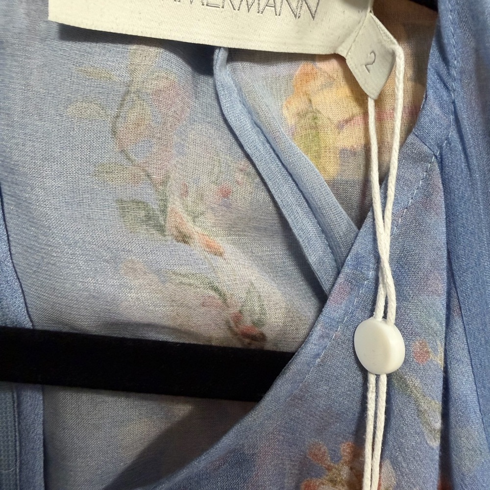 NWT Zimmermann Blue Floral Tie-Waist Maxi Dress - Picture 4 of 5